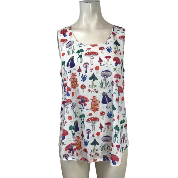 L.A. SOUL - WOMEN'S LARGE -WHITE SLEEVELESS ROUND NECK MUSHROOM TANK - Picture 1 of 8